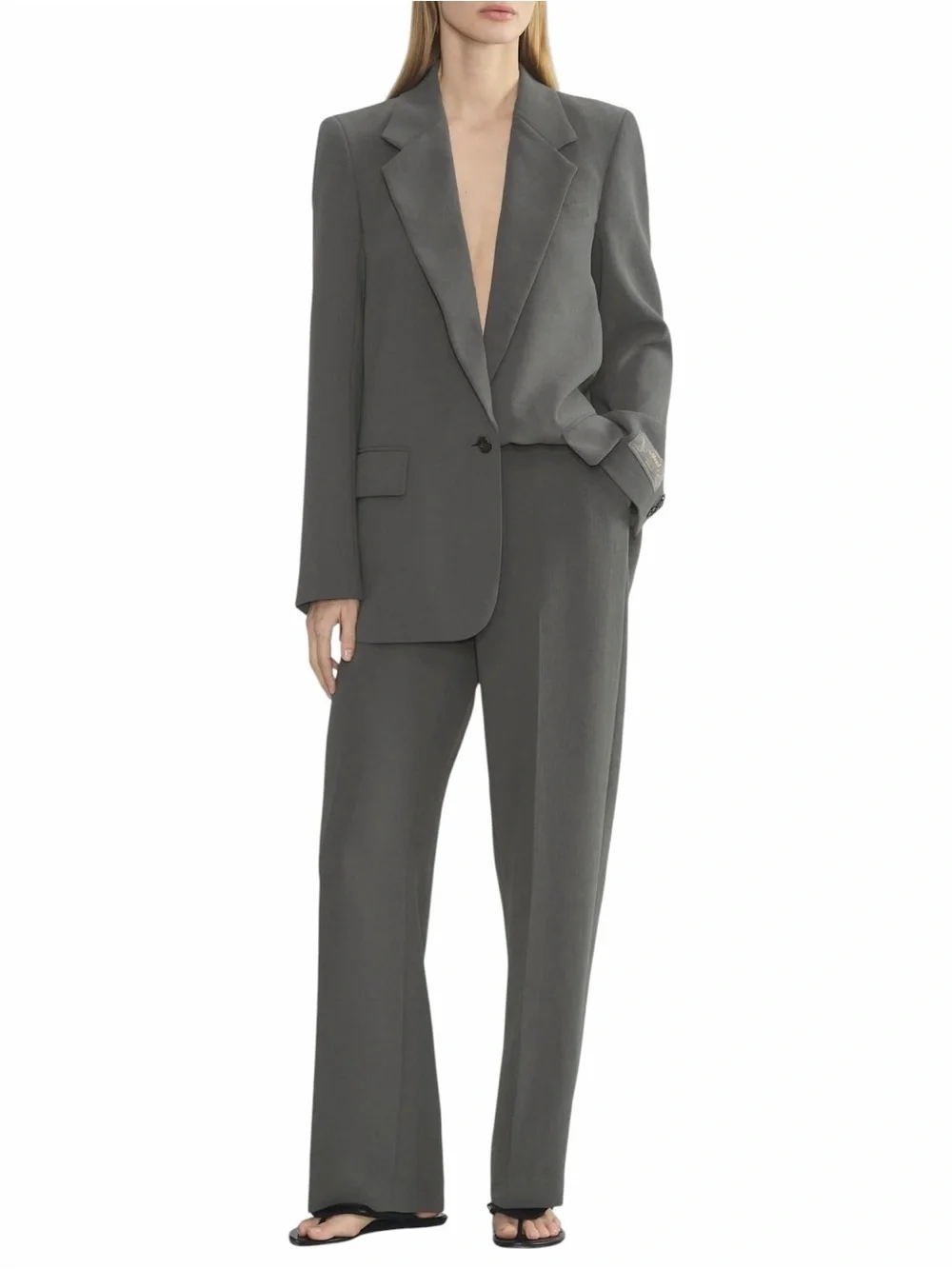 Aritzia The Limitless High-Rise Wide Leg Pant Coal Grey Crepette Sz 10 NWOT - Picture 13 of 16